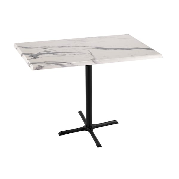 42" Tall OD211 Black Table Base 30" x 30" Foot 30" x 48" White Marble Top by the HollBar Stool Co.